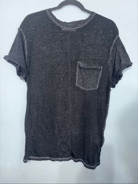 We The Free Small Oversized Boxy Black burnout roll Pocket and sleeve Grunge